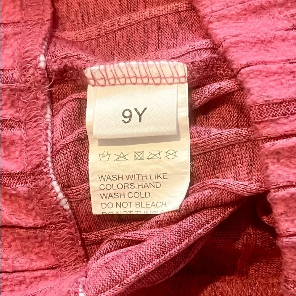 SHEIN Ribbed Lounge Set – Girls 9Y – Pink Hoodie & Pants